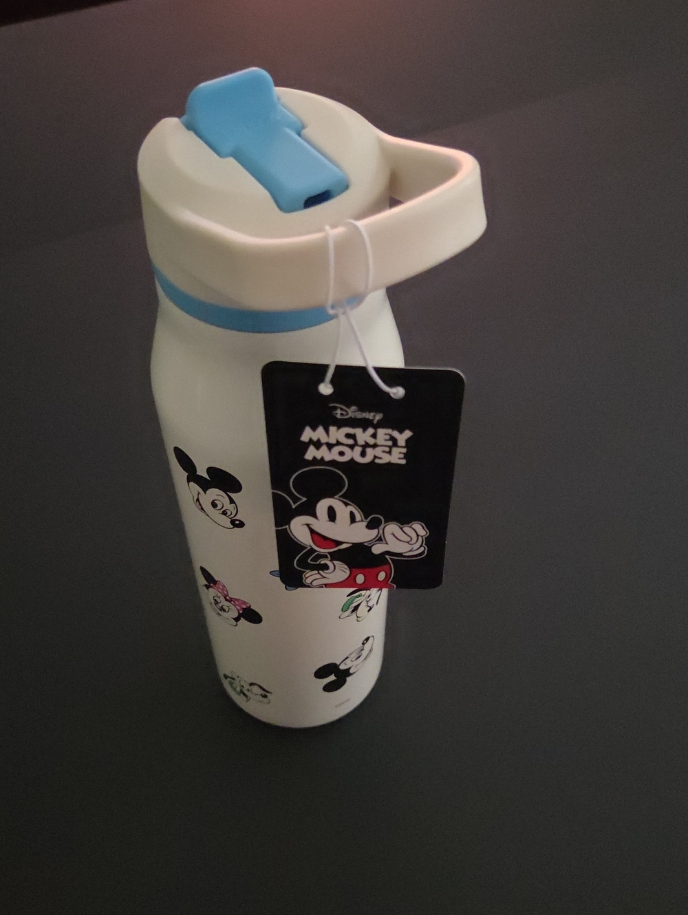 Disney White and Light Blue Mickey Mouse Flip-Top Bottle NWT